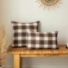 Classic Plaid Cushion Cover - Brown, Yellow & Rustic Red Throw Pillowcase with Zipper for Cozy Home Decor