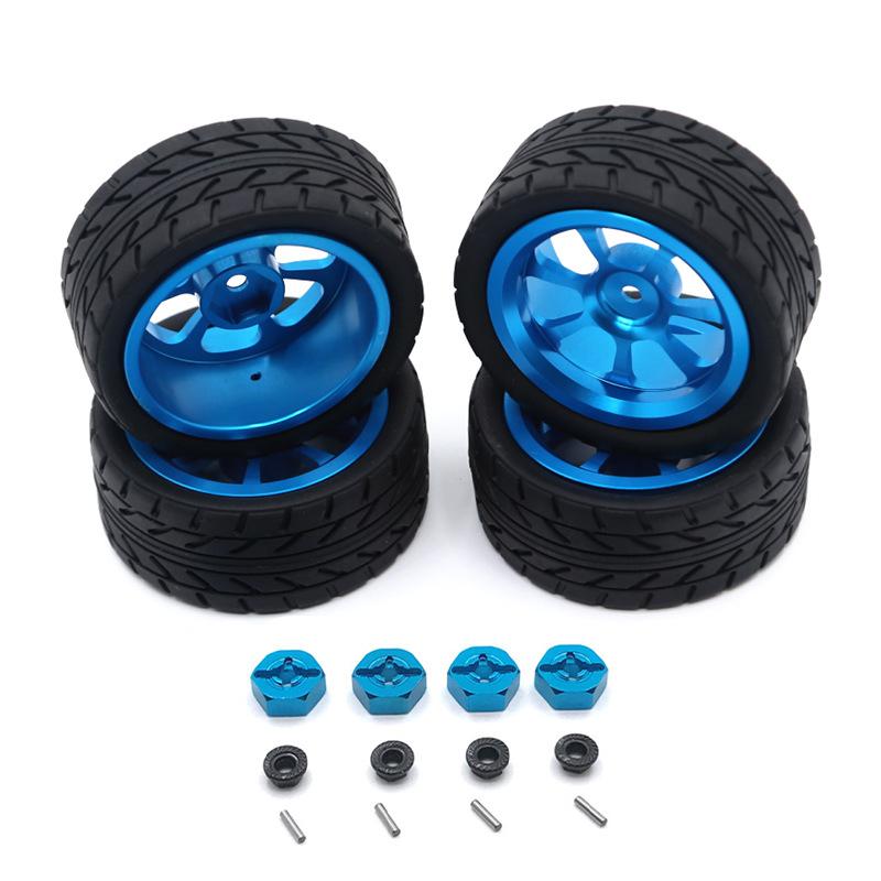 

1 Set 65Mm Rubber Tire Metal Wheel Rim 12Mm Hex For Wltoys 144001 144010 124007 124016 124019 A959 A959-B Rc Car Upgrade Parts