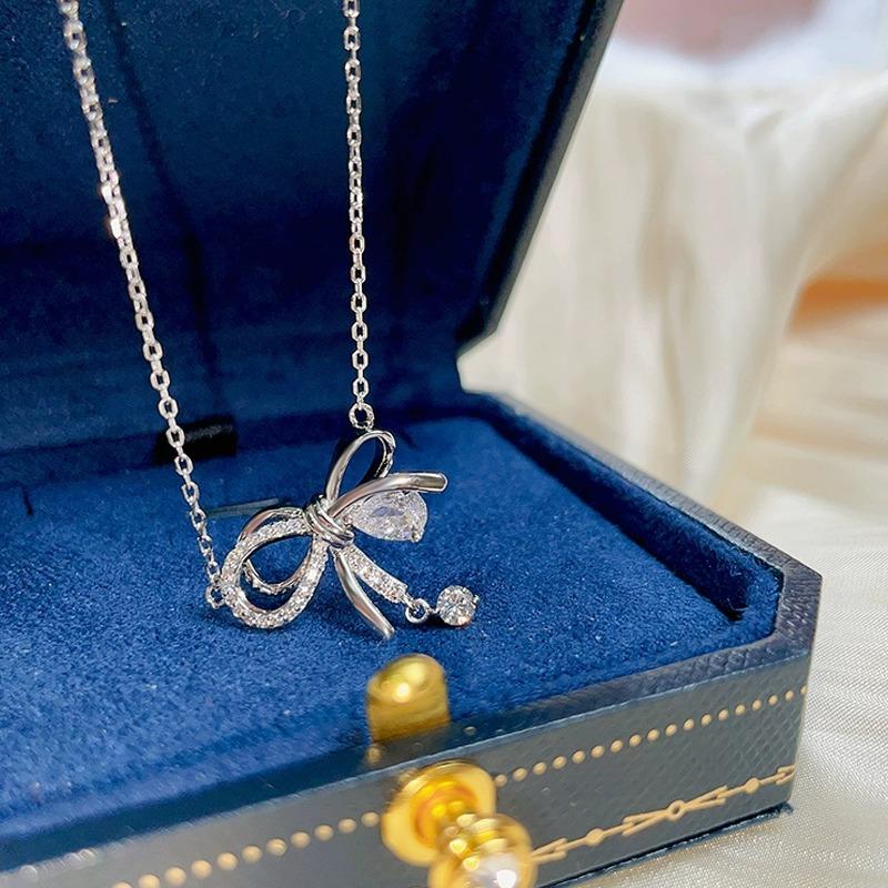 Bow Necklace Light Luxury Versatile Girl Tie Butterfly Dream Girl Niche Feeling Collarbone Chain To Give Girlfriends Gifts Quality