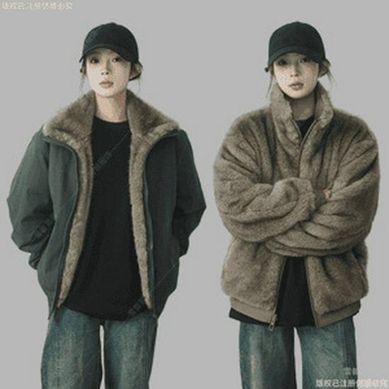 Reversible Golden Eagle Thick Stand-Collar Cotton Jacket - Trendy, Warm, Unisex Winter Coat