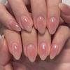 Le Fan Polka Dot French Wearable Short Almond Flower Bow Nail Art Tips False Nails
