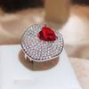 Luxuriöser Damen-Zirkon-Ring, modischer Party-Schmuck, roter Liebes-Zirkon-Ring, hochwertiger Party-Schmuck, Verlobungsring, Jubiläumsgeschenk, Schmuck, Party-Ring