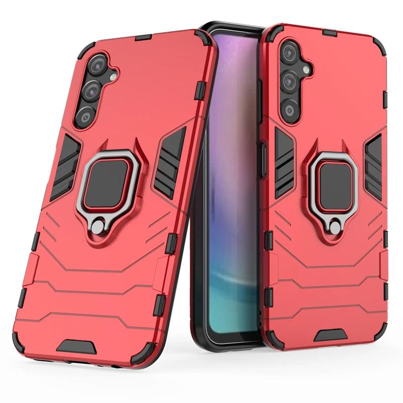 

Для Samsung Galaxy A25 5g задняя крышка телефона чехол противоударный броня против падения металлический держатель кольца магнитная защита SM-A256 Coque CHINA&Galaxy A25 Global красный