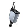 Fast 120W Car Charger 2 Type-C Ports Fireproof Laptop Camera Compatible Retractable Cable LED Display Portable Car Phone Station
