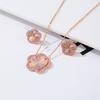 Top Quality Women Girls Five Leaf Flower Set Necklace Earrings Fashion Luxury Natural Stone Shell Set High Quality Zircon Gifts