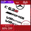 XHXII1 For Mercedes Benz 3D Black C63S Logo Letters V8 BITURBO Badge Car Rear Star Sticker Trunk AMG Emblem For Mercedes Benz AMG W205