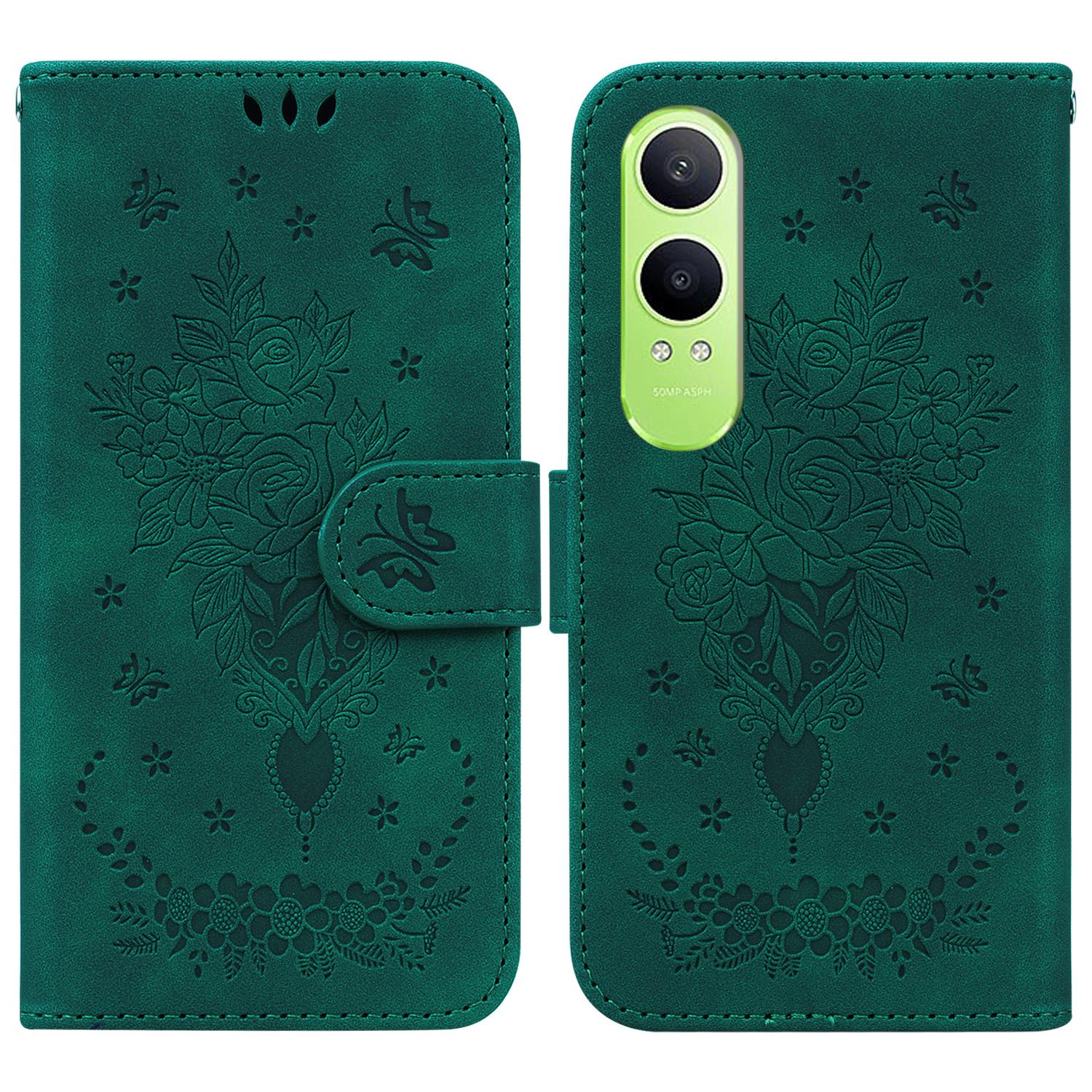 

For OnePlus Nord CE4 Lite 5G Case PU Leather Wallet Phone Cover Butterfly Flower Imprint A