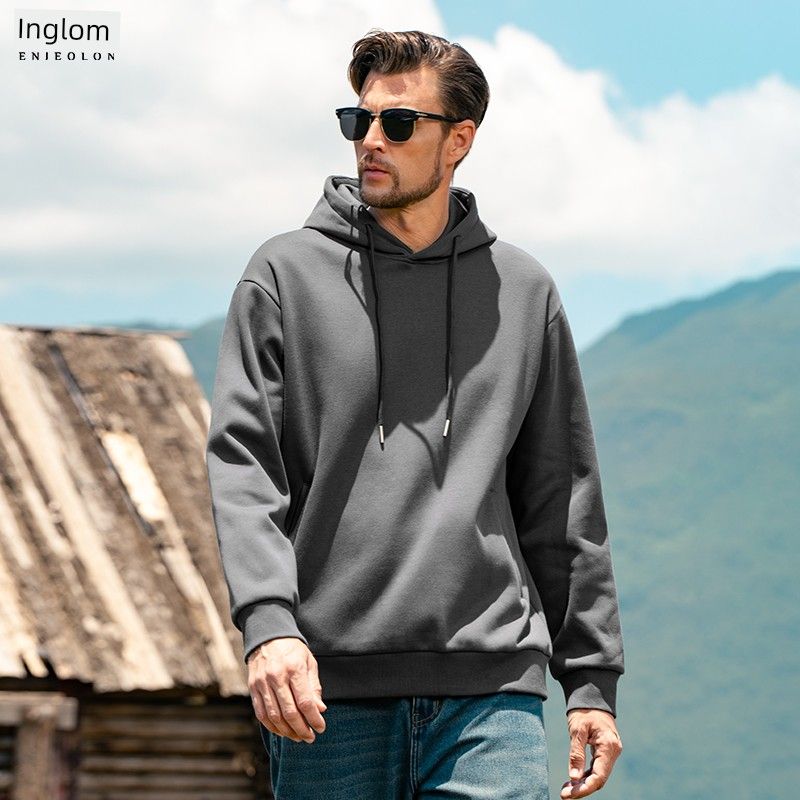 

Yingjuelun 340g Heavyweight Thermal Leather Hooded Sweatshirt 2025 Autumn and Winter Men s Thick Inner Layer Casual Sports Shirt Dark gray M