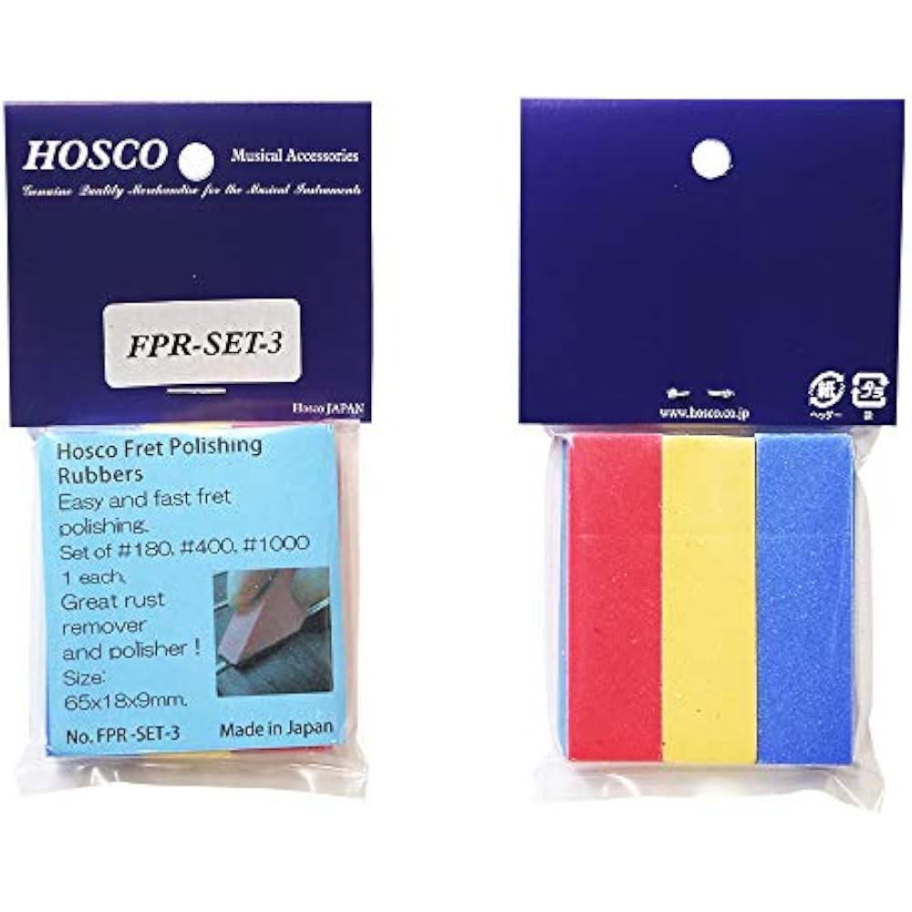 HOSCO Luthiers Tools 3-Piece Fret Polishing Rubber Set (#180, #400, #1000—1 each) FPR-SET-3