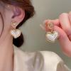 Silver Needle Luxury Pearl Heart Stud Earrings - Versatile, Fashionable Court Style