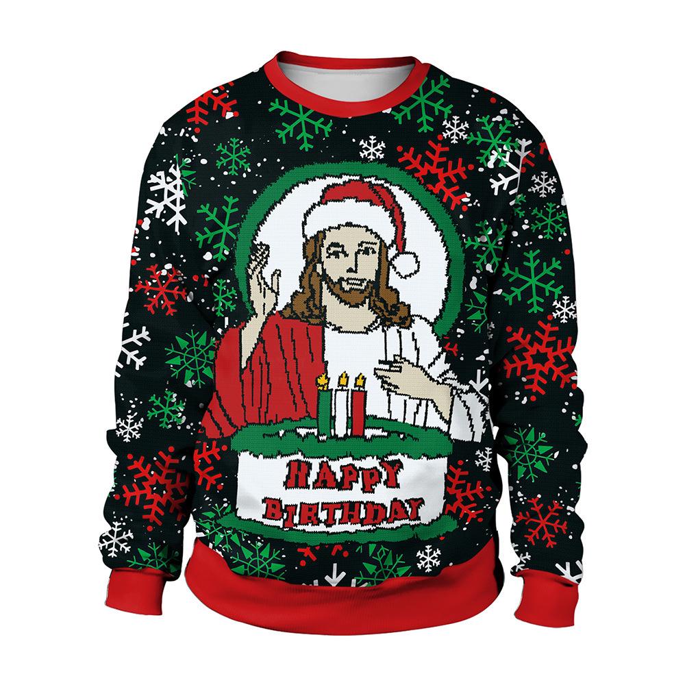 2025 Autumn Round Neck Snowman Reindeer Couple Hoodie