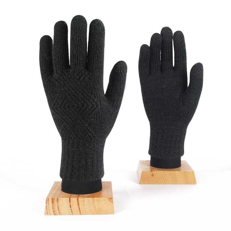 Wool Knitted Gloves Men's and Women's Winter Versatile Finger Students Cold Warm Couple Knitted Gloves