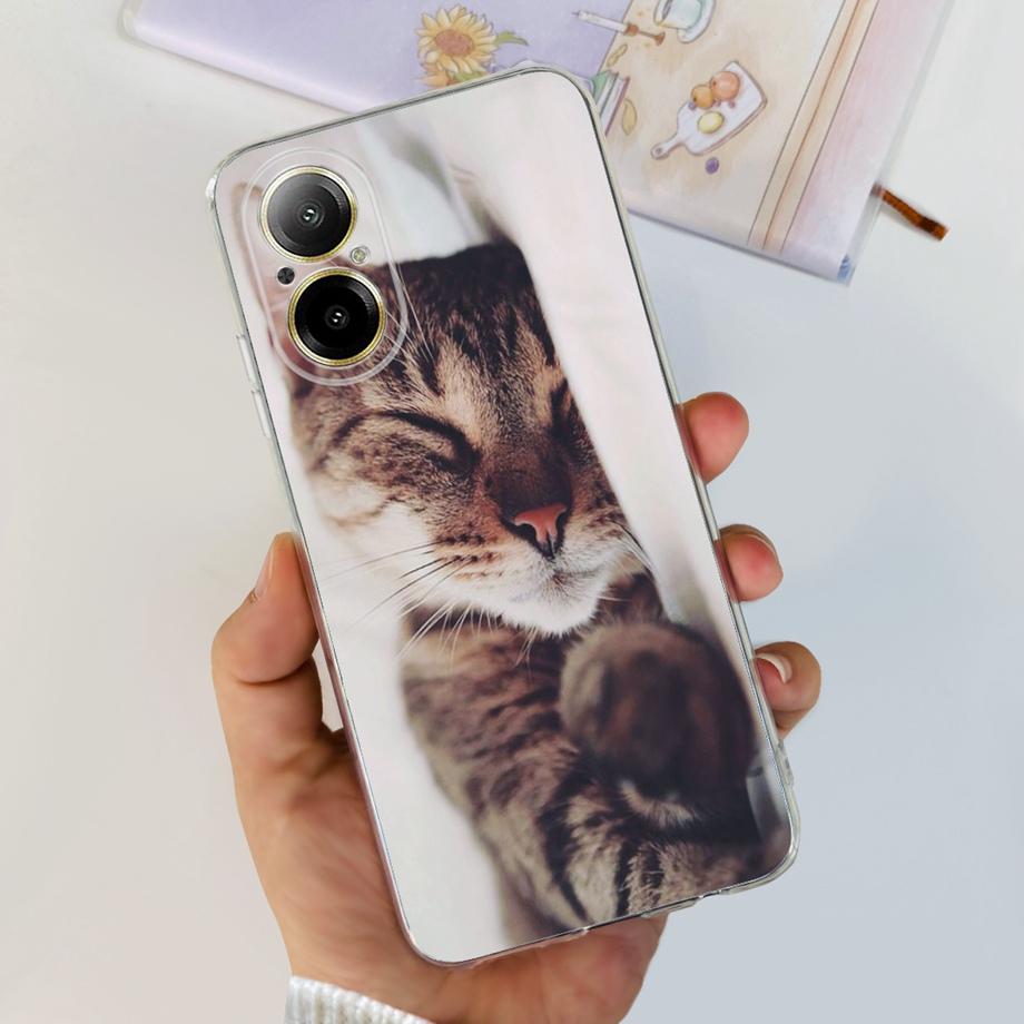 Weiche TPU-Stoßstange Hüllen für Realme C67 4G RMX3890 Rückabdeckung Dünnes Klares Silikon Handyhülle Damen Mode Malerei Funda C 67 4G