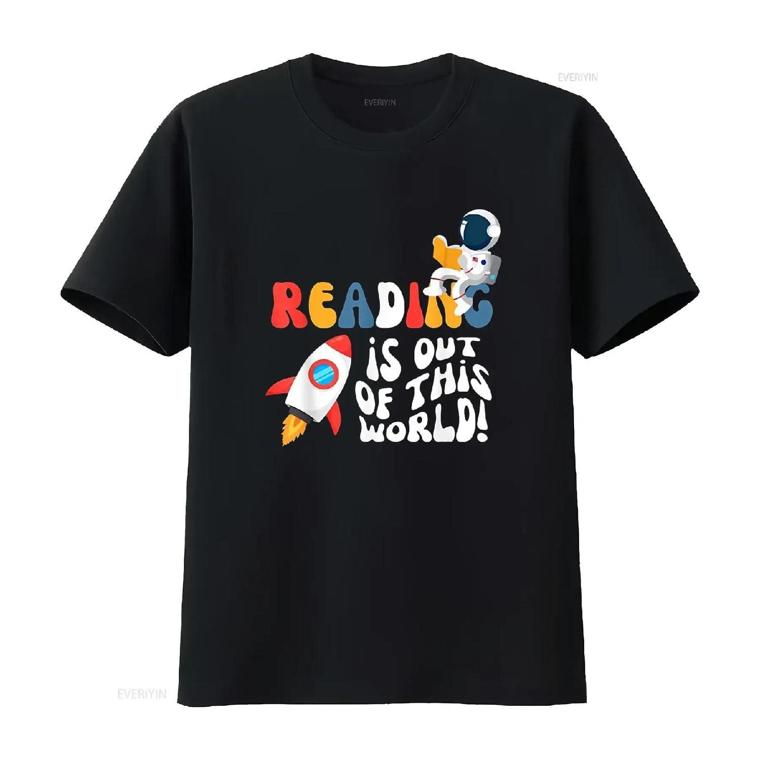 Reading is out of this World Space Book Lover Teacher T Shirt vintage Washed Unisex Versatile Breathable designer clothes XXXXL