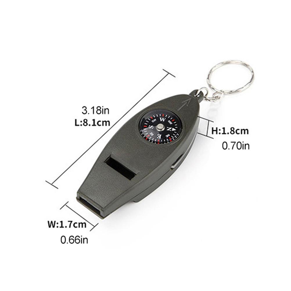 4Pcs 4 in 1 Emergency Whistle with Compass Thermometer Magnifier Portable Survival Multitool for