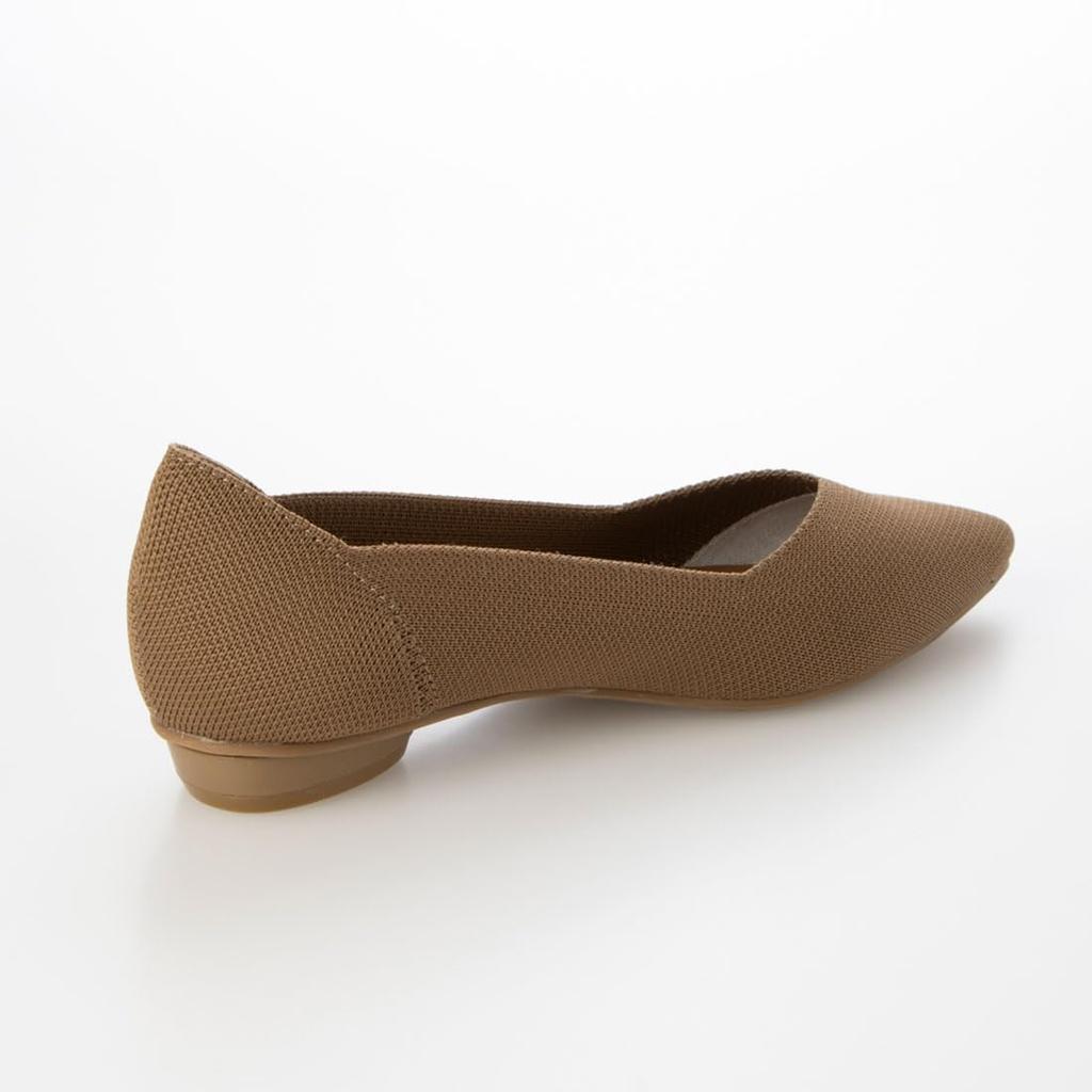 Evol Women's V-Cut Knit Low Heel Pointed Pumps, Dark Beige, Size 22.0 cm