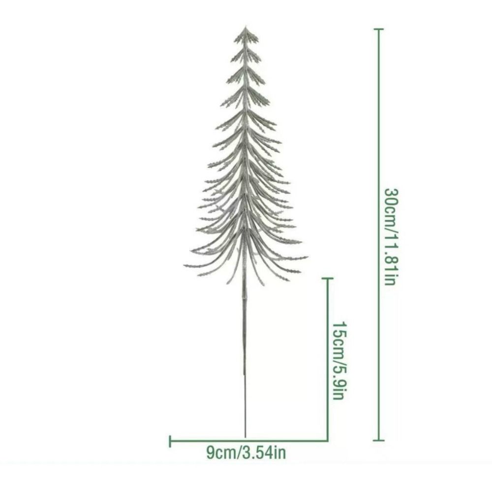 10PCS Snow Flocking Fake Cypress Leaves Plastic Simulation Pine Needle  Party Supplies