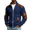 Men's Winter Solid Color Full Zipper Fleece Lined Stand Collar Sweatshirt, Plus Size Casual Zipper Sweatshirt Jacket