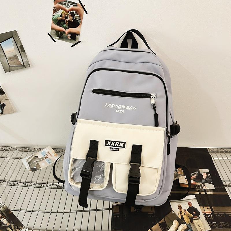 Schoolbag Large-capacity Student Backpack Female Hong Kong Style Brand Middle School Student High School Student Schoolbag Male Contrasting Color 