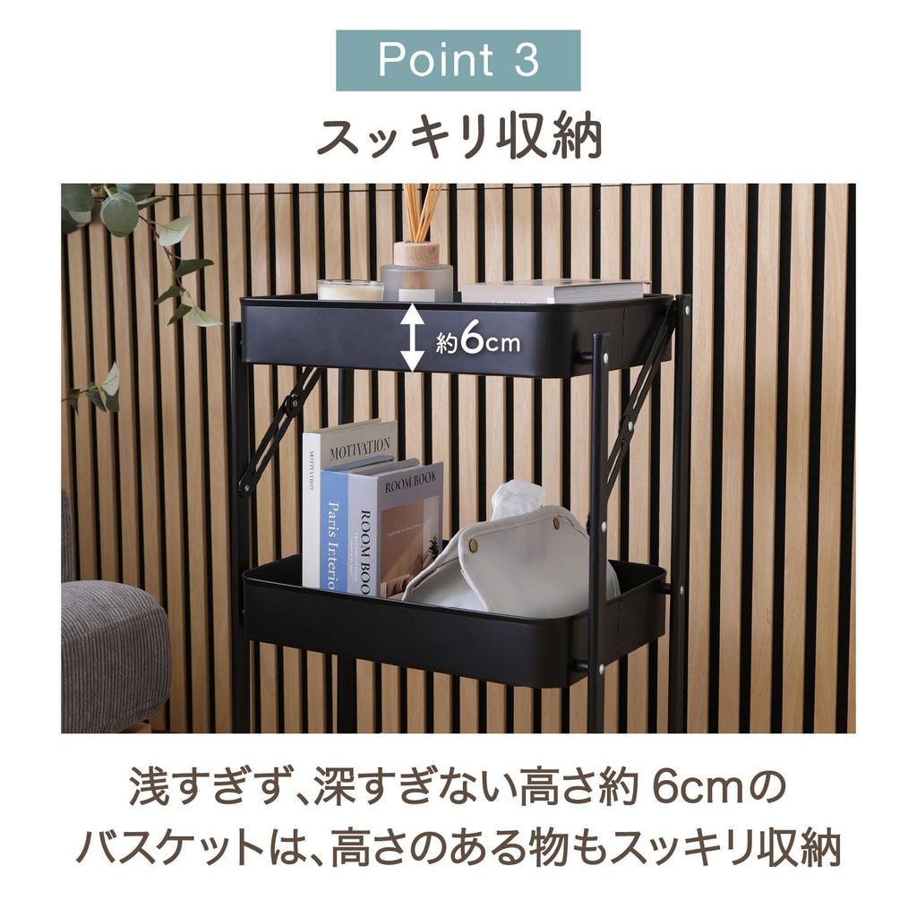 Fujiboeki Easy-to-Assemble Folding Wagon, Spark, Black, 43.3cm W X 27.6cm D X 73.2cm H, 50615