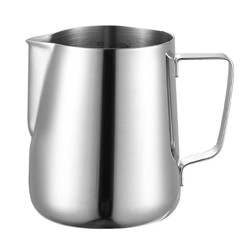 304 Stainless Steel Milk Frothing Pitcher with Scale, Pointed Spout, Ideal for Latte Art and Coffee.