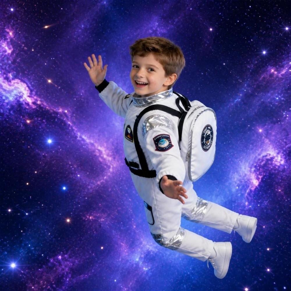Space Theme Child Astronaut Jumpsuit Costume Dress Up Halloween Costume Space Themed Party