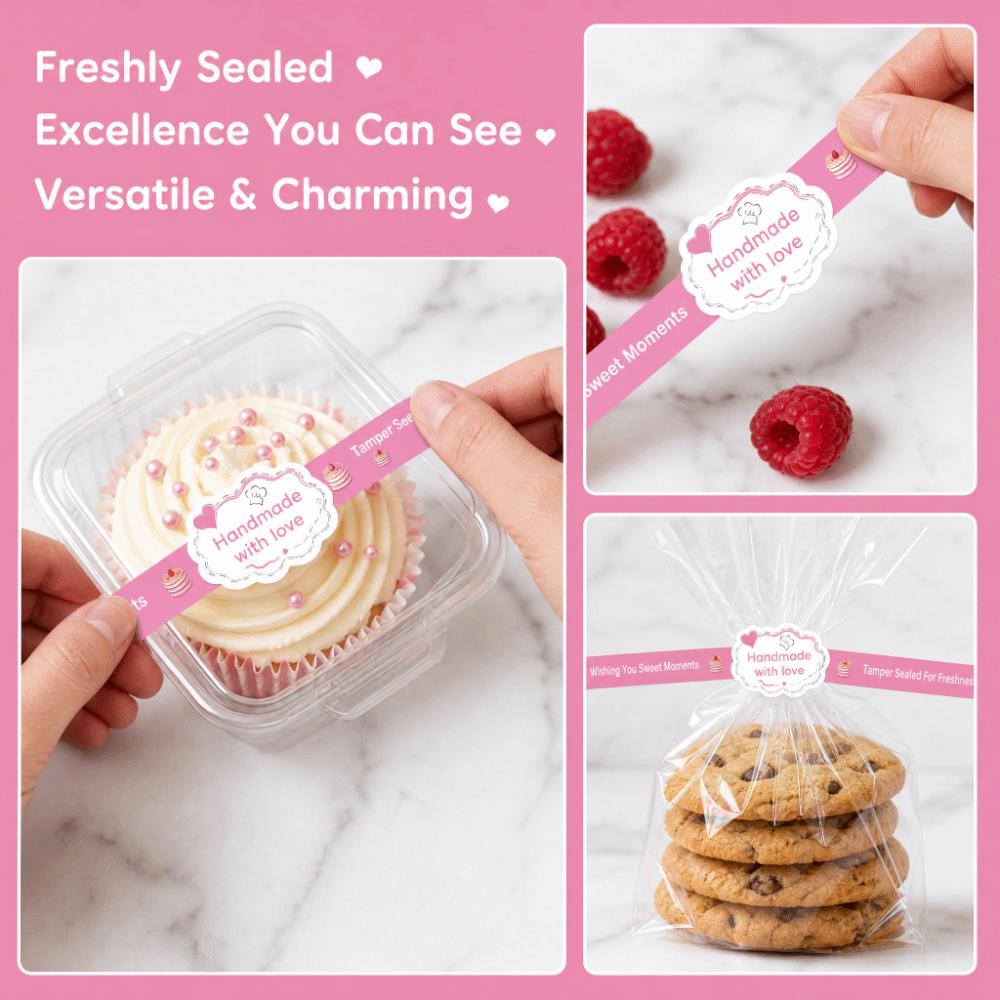 50Pcs Long Label Baking Gift Box Sticker Handmade Tamper Evident Seal Labels Gift Wrapping