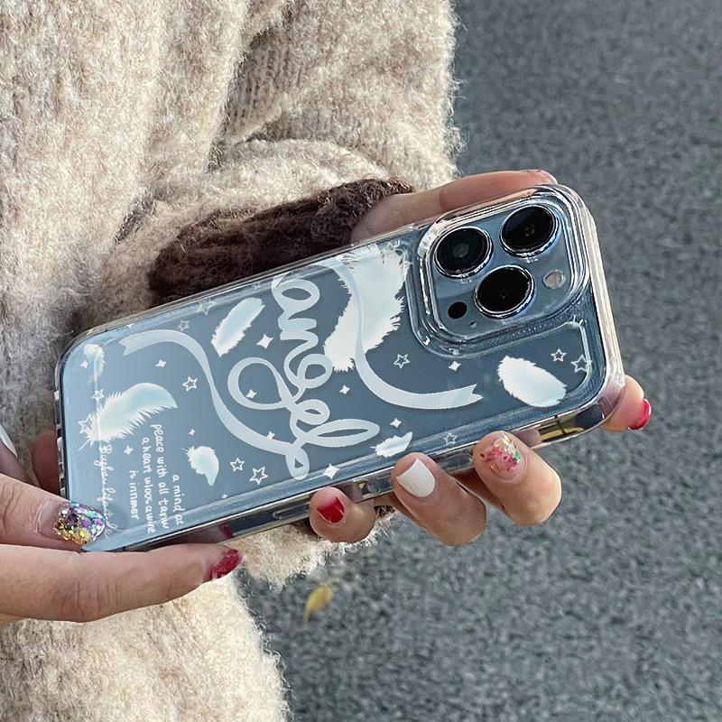 Applicable To iPhone17promax Snow Feather Space Phone Case Apple 16 Pro Transparent 15/14 Niche