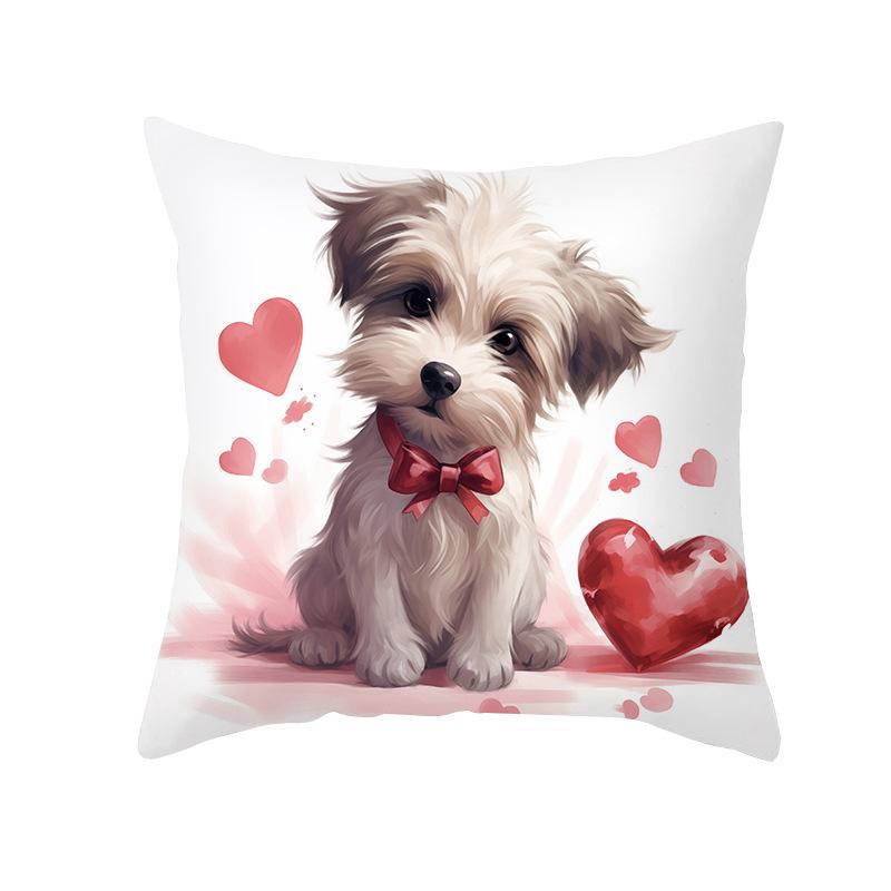 Valentine's Day Love Animal Cushion Cover Cute Pet Cute Puppy Print Sofa Cushion Cover New Cushion Cover