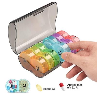 1Pc Weekly Pill Case 7 Days Medicine Organizer Portable Travel Pillbox with Secret Compartments for Tablet Storage