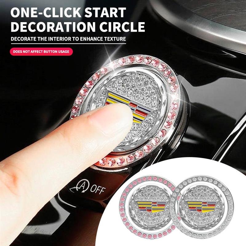 Car One-Click Start Stop Engine Crystal Rhinestone Metal Decor Cover for Cadillac Seville XT4 CT4 CT5 ATS SLR STS EXT CTS drvfj99