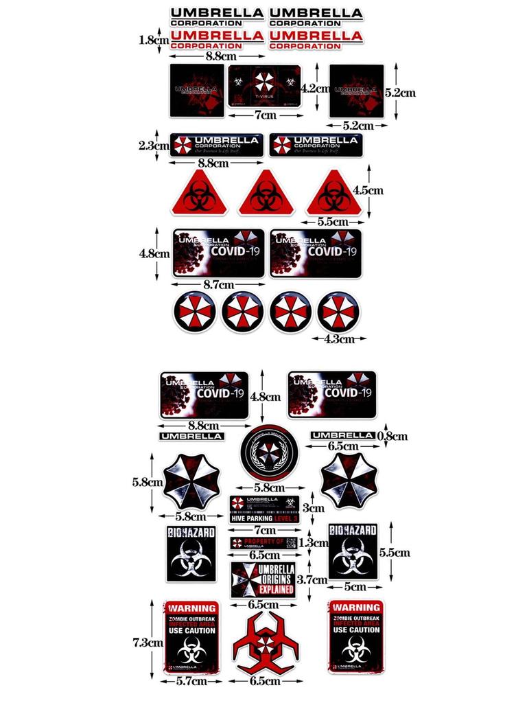 Наклейка на мотоцикл/автомобіль Resident Evil Umbrella: Водонепроникна та міцна наклейка