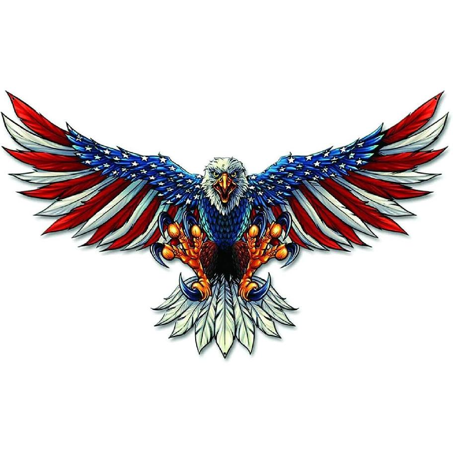 2 Pack American Bald Eagle Flag Decal Sticker - 12 Inch - Vinyl Car Truck Bumper Patriotic Waterproof Decal Eagle for Car Truck Trailer SUV Van
