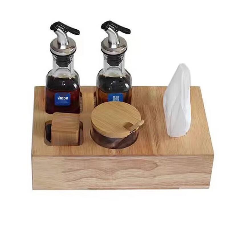 Solid Wood Tabletop Condiment Organizer Set
