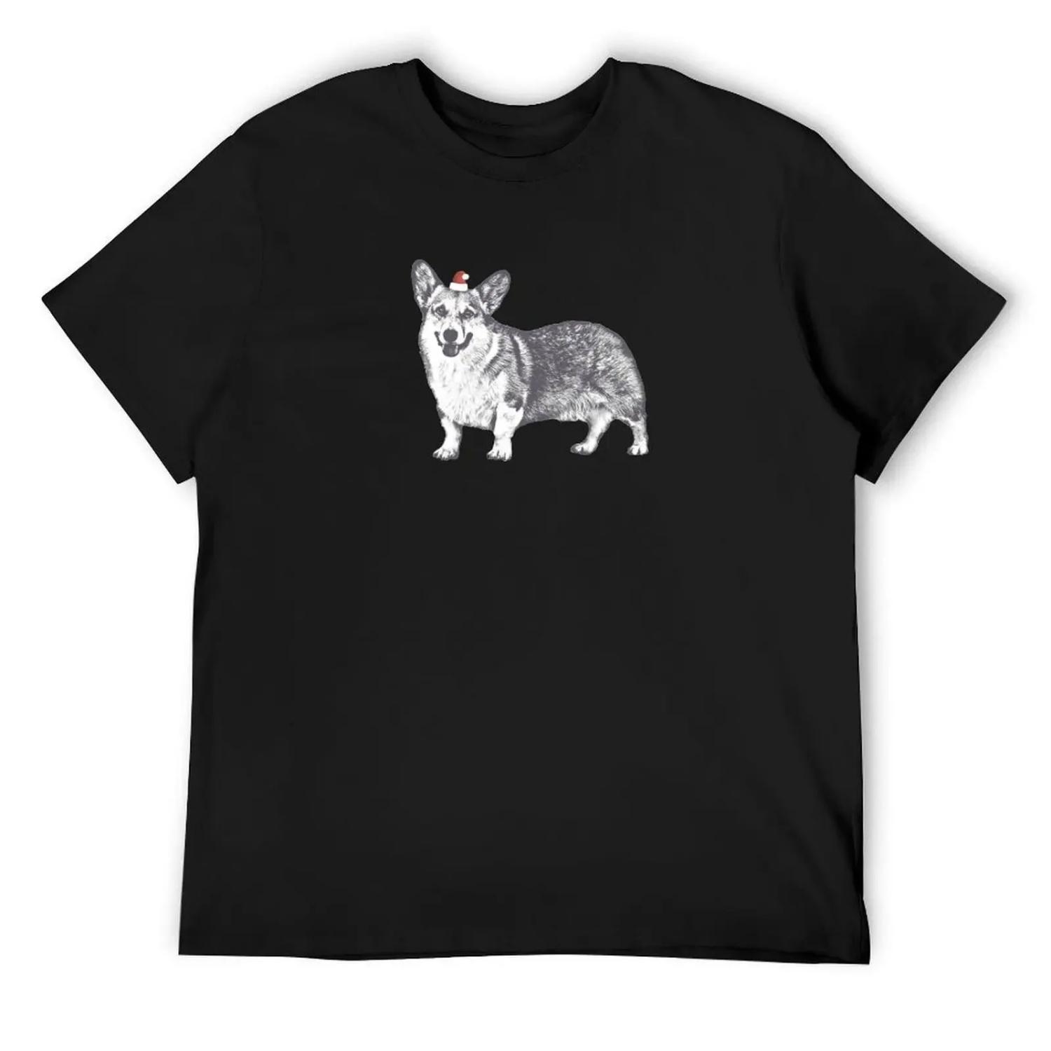 

Футболка Aqua the Corgi Santa Hat уличная одежда Одежда пот мужские однотонные футболки XXXXXL чёрный