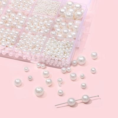 DIY Jewelry Kit: Round Imitation Pearl & Glass Beads for Bracelets & Necklaces
