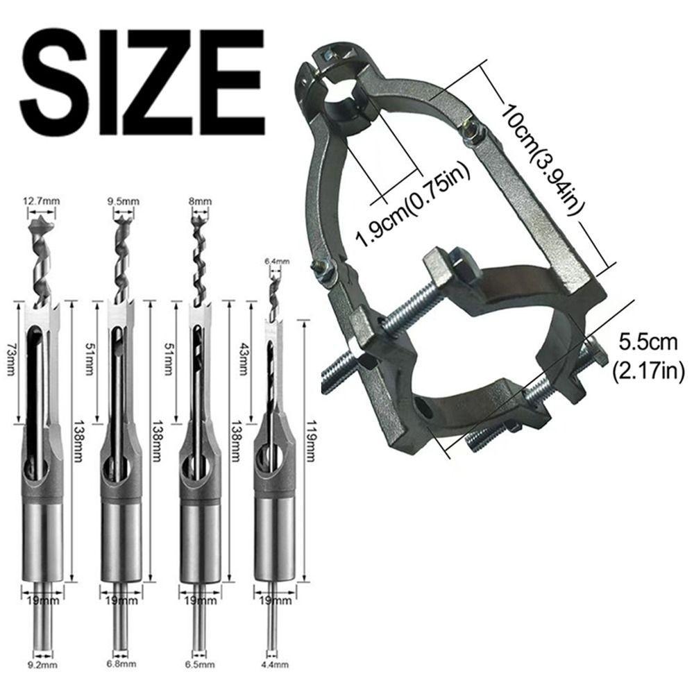 Square Hole Drill Fixed Bracket Adjustable Clamp Sturdy Electric Drill Mounting Bracket Portable Precision Drill Bit Adapter