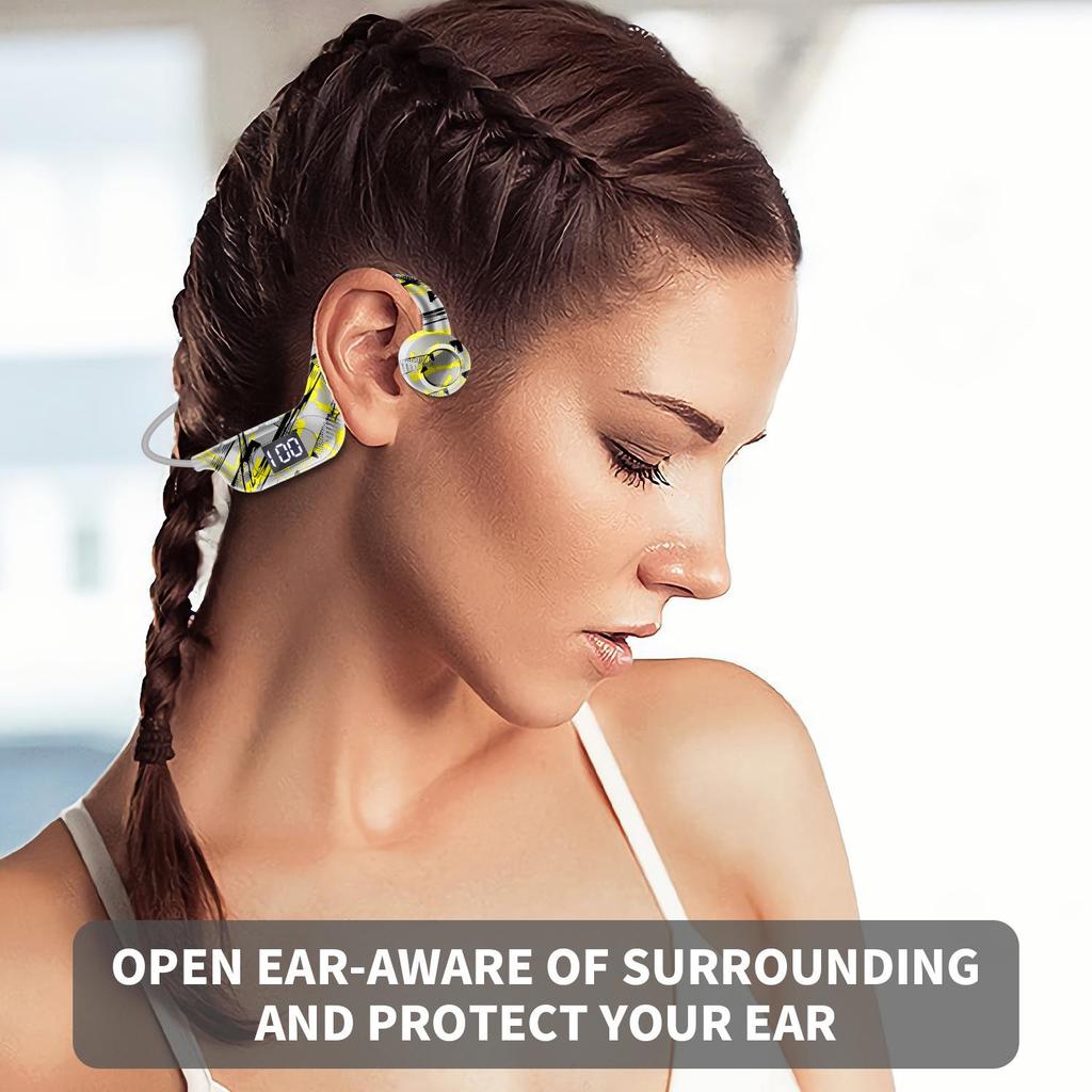 AKZ-G9 Vibration Bone Conduction Bluetooth Earphones with Card Slot, Digital Display, Neckband Design, and Long Battery Life.