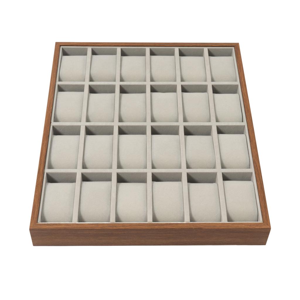 24 Slots Watch Box Organizer for Men Black Watch Holder Stand Display Storage Case