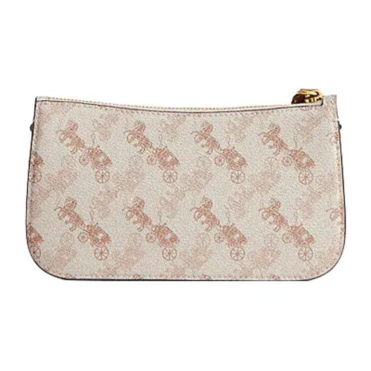 Coach Signature Canvas Shoulder Bag, Vintage Horse & Carriage Logo Classic Handbag with Gold Hardware, Women's Daily Travel CM712-B4TXF