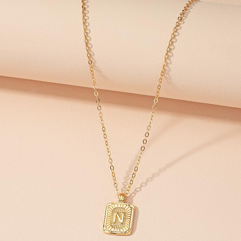 Square Brand 26 English Letter Necklace Hip-hop Necklace Ins Style Female European and American Design Sense Clavicle Chain