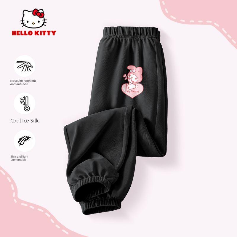 Hello Kitty Girls' Pants Summer Ice Silk Children's Quick-Drying Pants Stylish Children's Clothing Long Pants Girls' Mosquito-Proof Pants