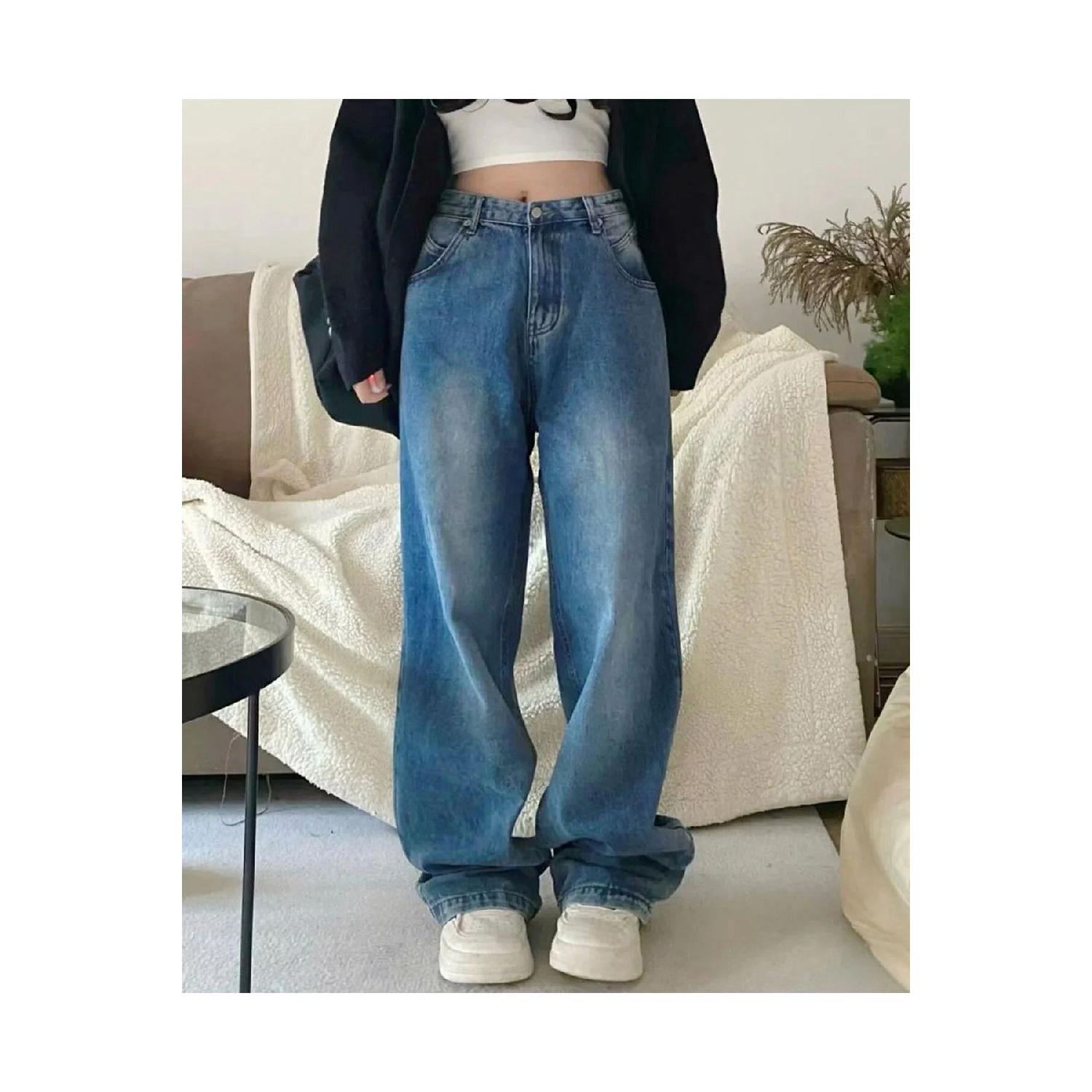 

Мішкуваті джинсові штани унісекс Y2k Blue Washed Streetwear XL синій