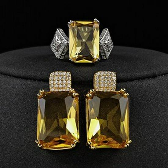 Pink Zircon Women's Two-Piece Jewelry Set