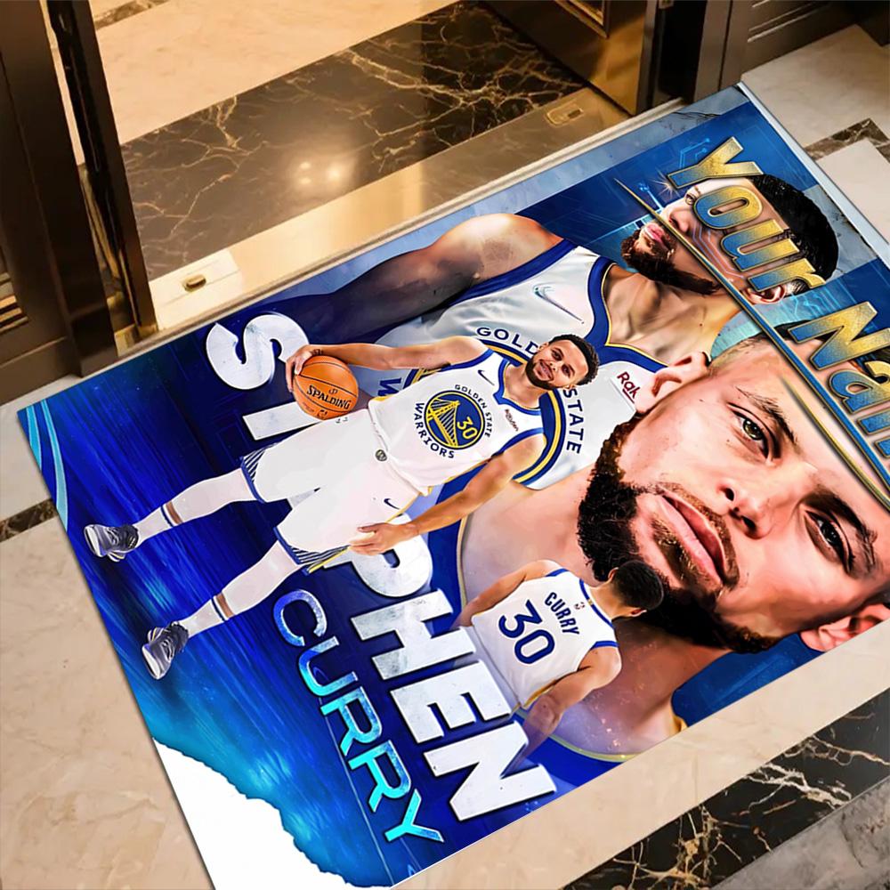 Golden State Warriors Points Celebration Customizable Name Carpet Suitable for Playrooms Kitchen Entryway Bedrooms Anti-slip Rug Anime Office Decor