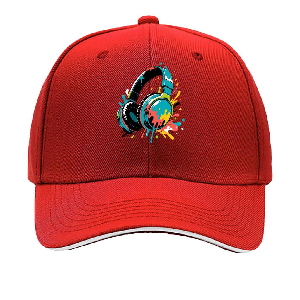 Abstract Neon Headphones Splash Artw Sandwich Baseball Cap Sun Cap Outdoor Workouts Hat
