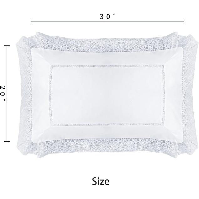 Set of 2 Lace Embroidery Pillow Cases, 100% Cotton Queen Size, White Good Feeling Pillow Covers with Envelope Closure, Softer and Breathable Pillow