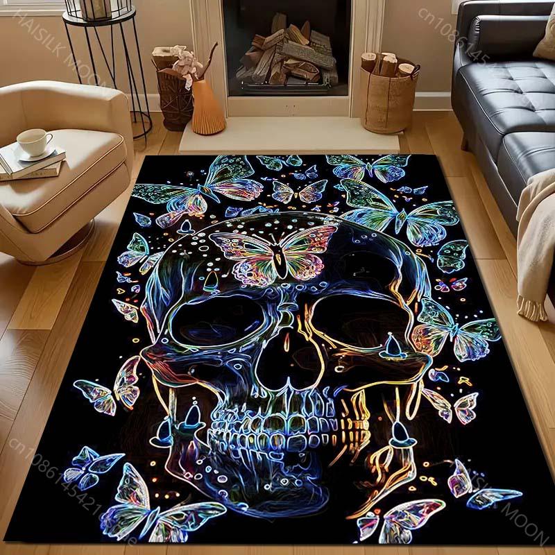 Fantasy Butterflies and Skulls Print for Carpet Living Room Bedroom Bedside Floor Mat Home Decor Sofa Room Area Rug
