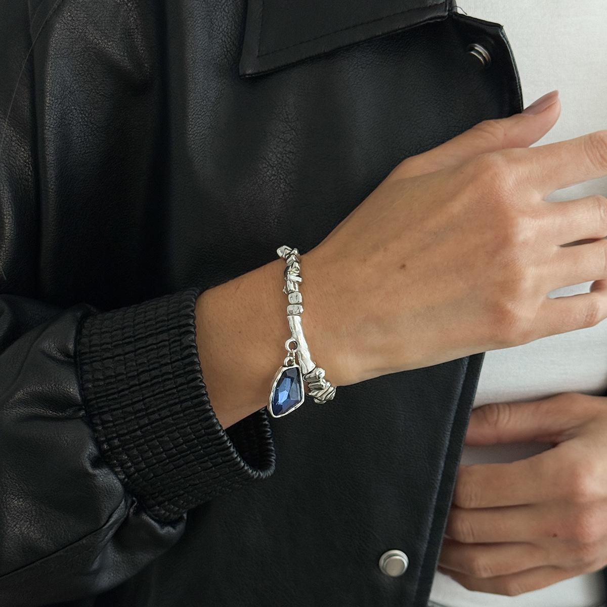 

New CCB Beading Irregular Aesthetic Gray Crystal Pendant Necklace Bracelet Rings for Women Baroque Bracelet Rings Jewelry Sets