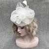 European and American bridal headgear veil retro feather mesh top hat party banquet hair accessories exaggerated top hat headgear